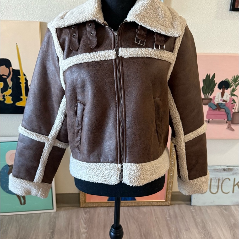 Brown Shearling Aviator Jacket